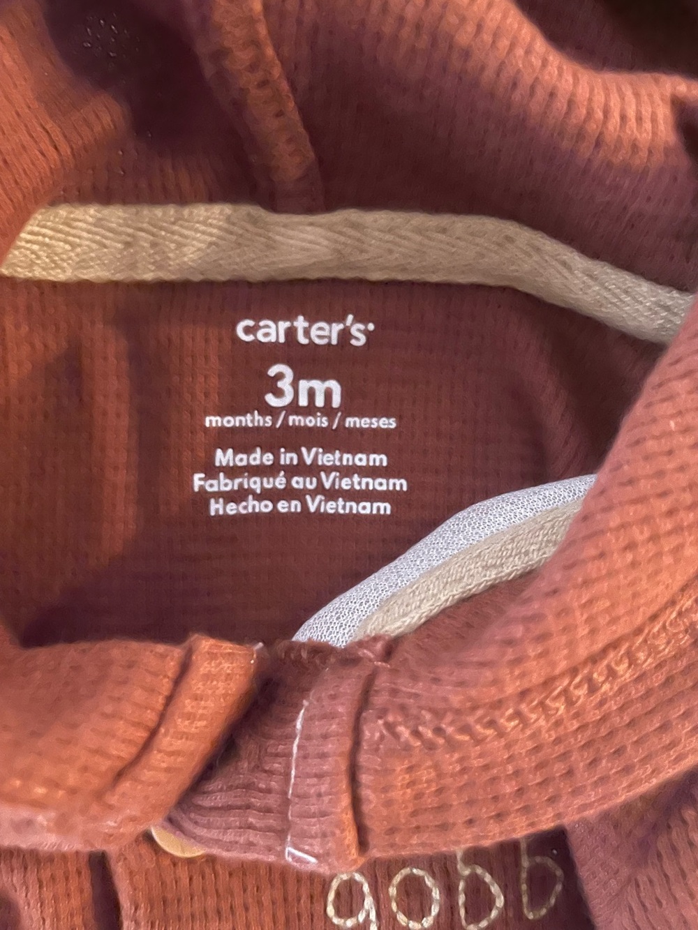 Carter's One Piece Brown Thanksgiving Turkey Baby Hoodie Romper Size 3 Months - Picture 3 of 5